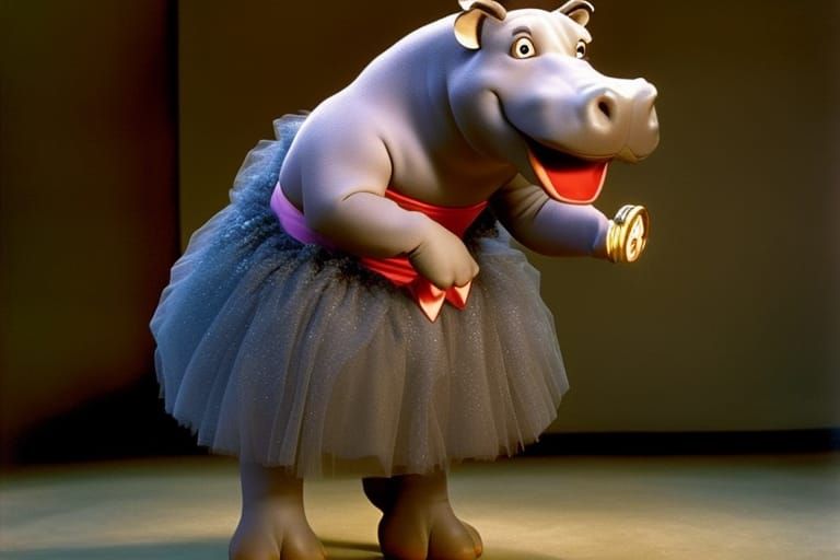 Hyacinth Hippo Ballerina in 1940s Disney Style