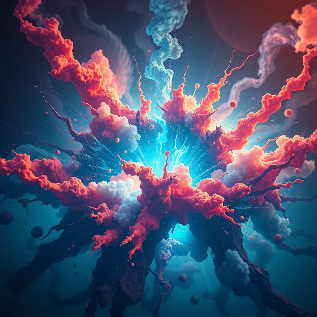 Surreal Cambrian Era Landscape in Vibrant Deep Colors