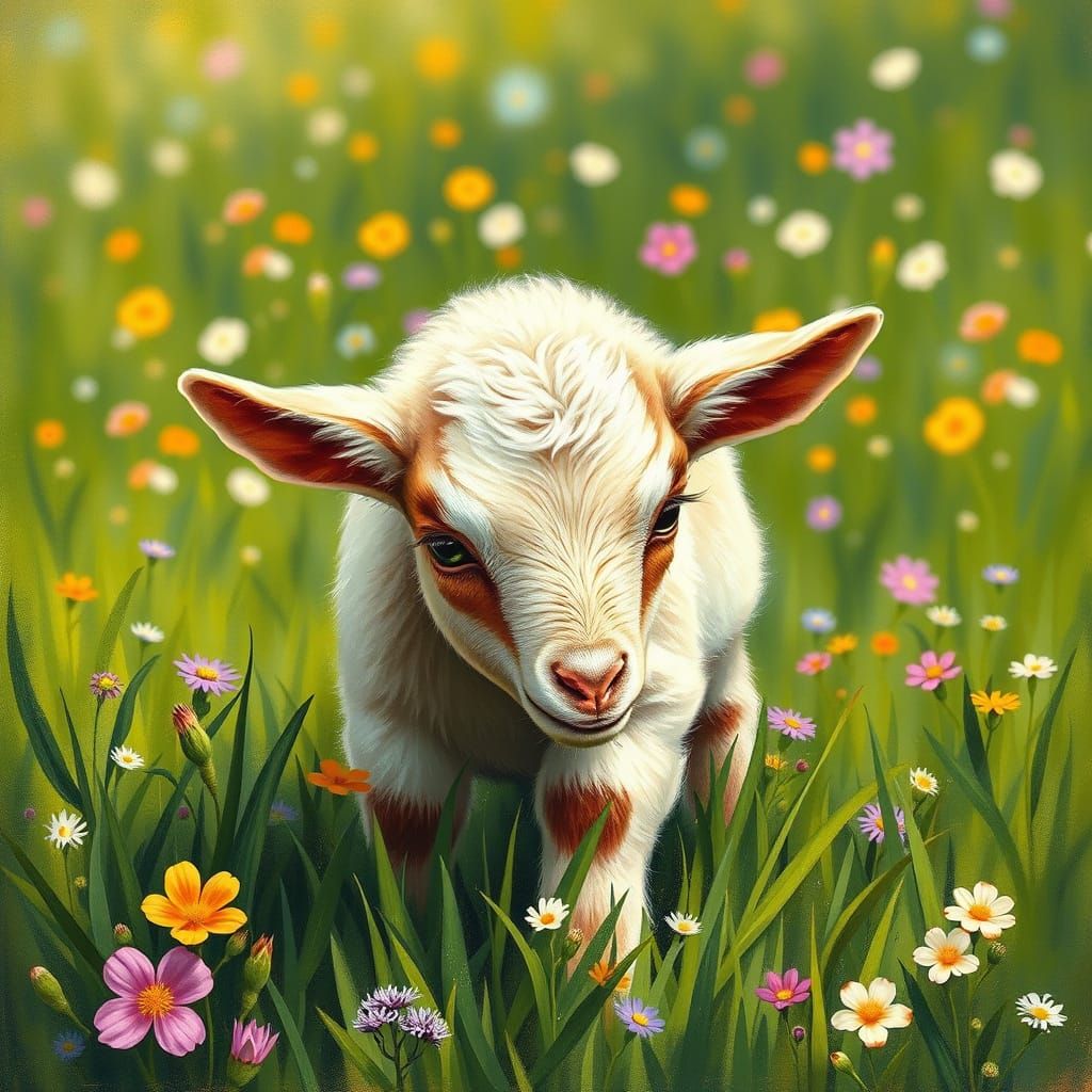 Kid Billy Goat in Field