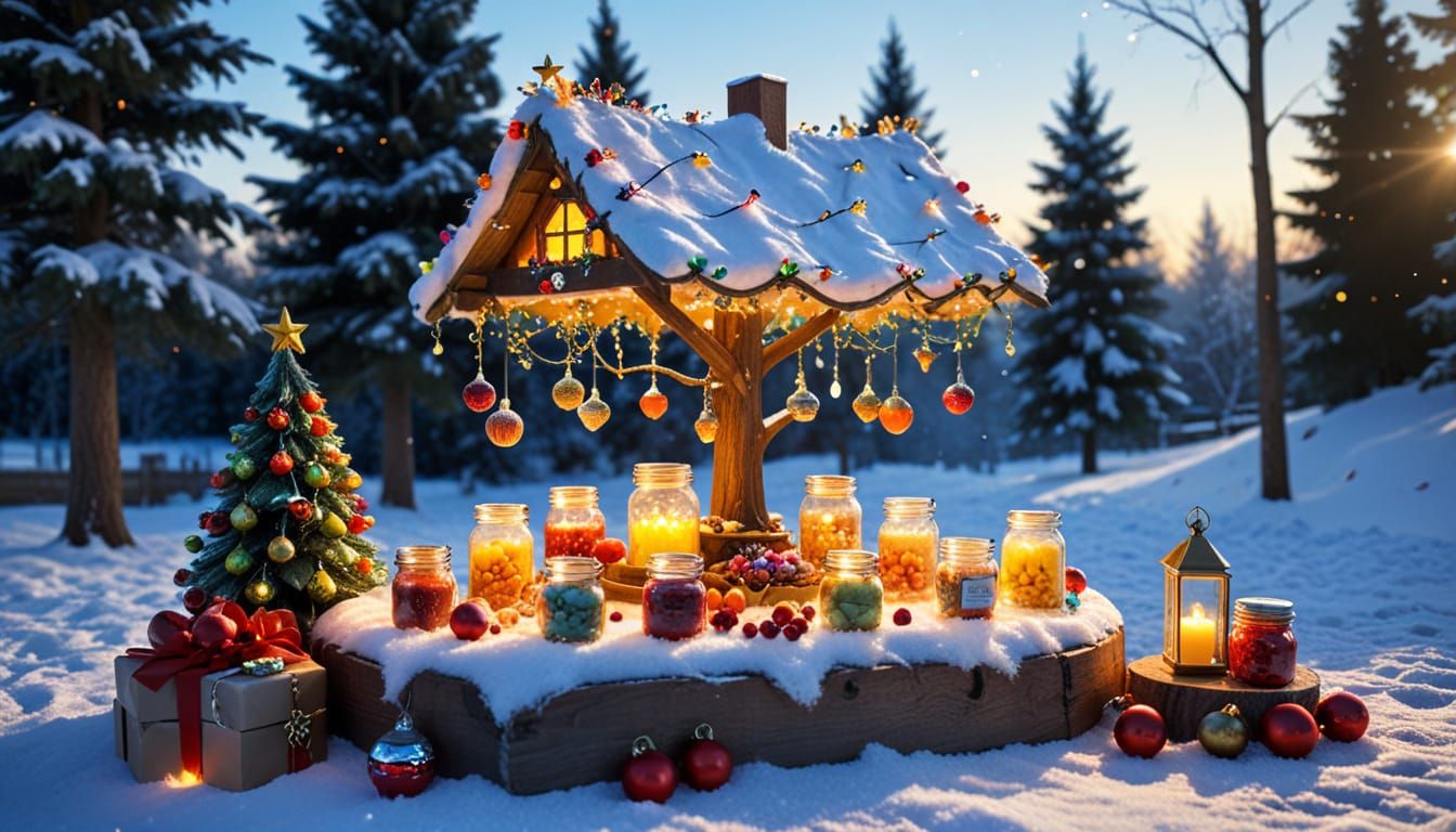 Charming Winter Farmstand with Whimsical Touches