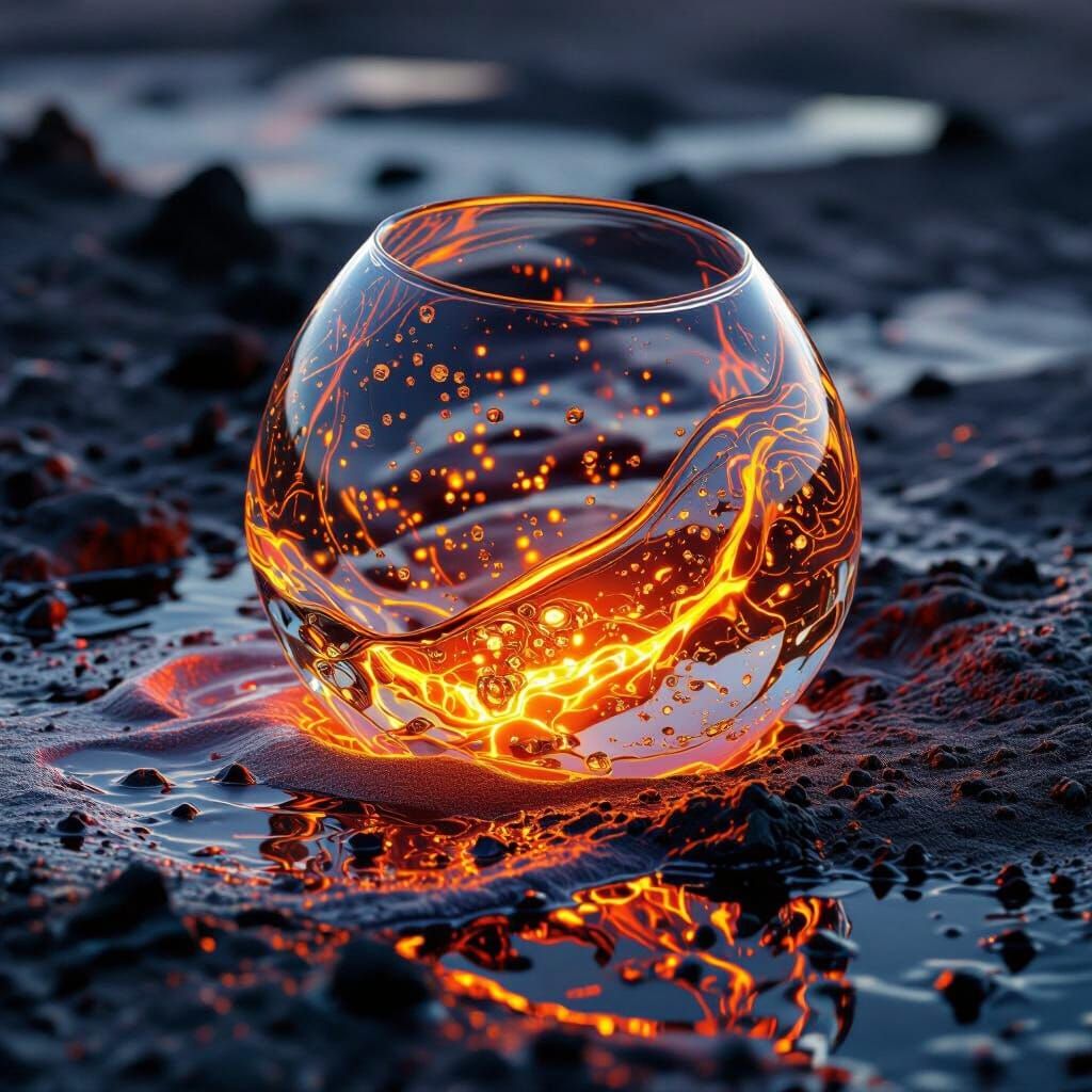 Glass Forms From Lava, Water, and Sand