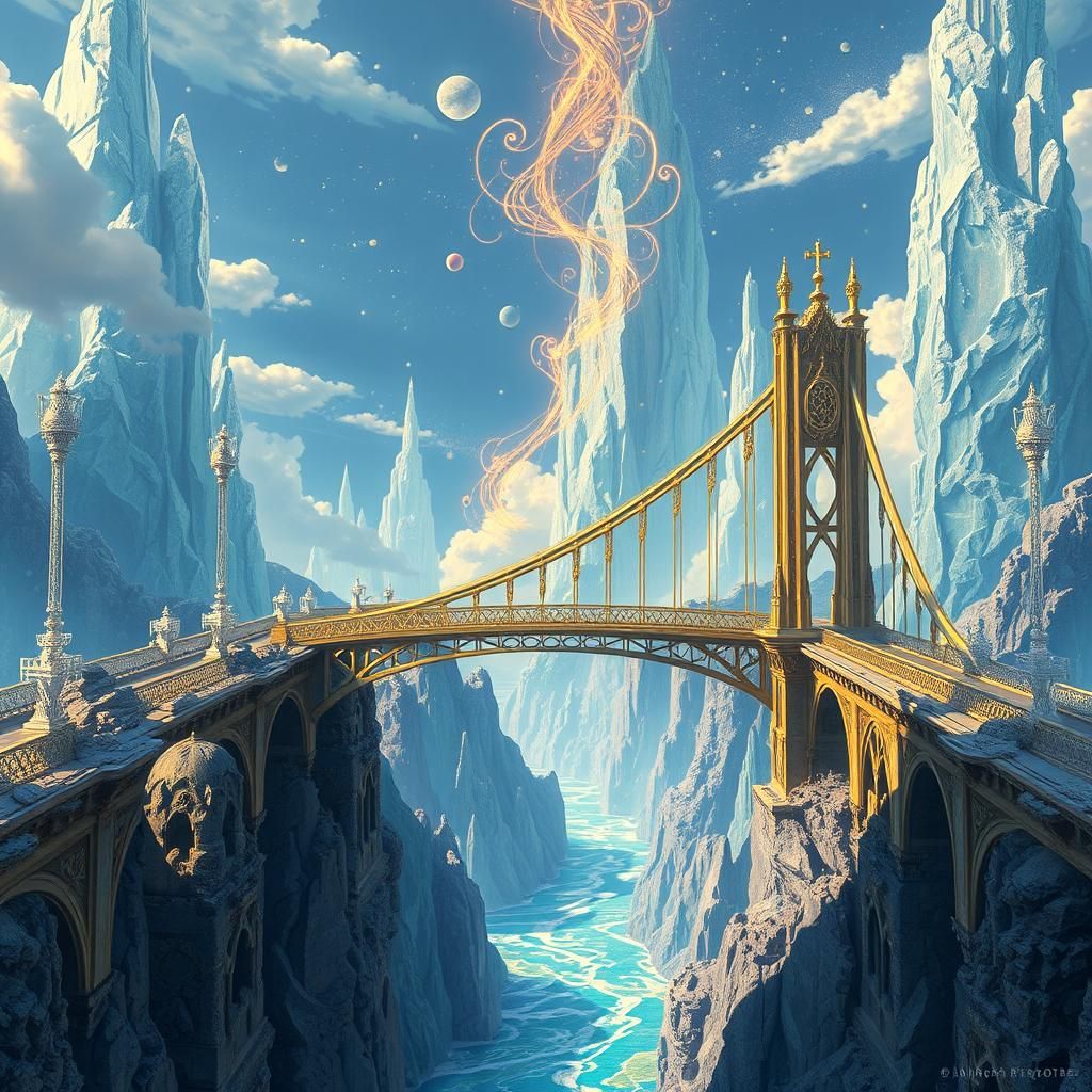 Ethereal Bridge: Fantasy Concept Art in Gothic Style