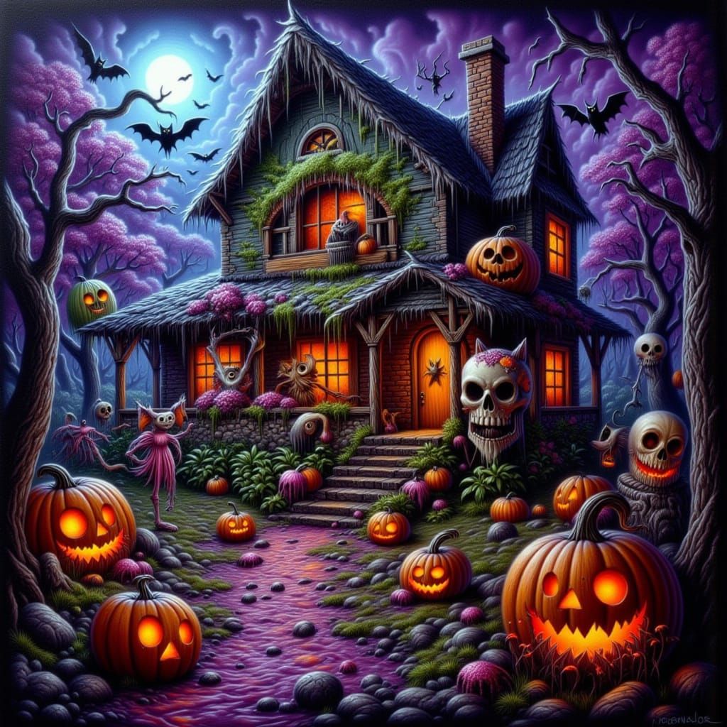 Surreal Halloween Creatures Haunt Melting Haunted House