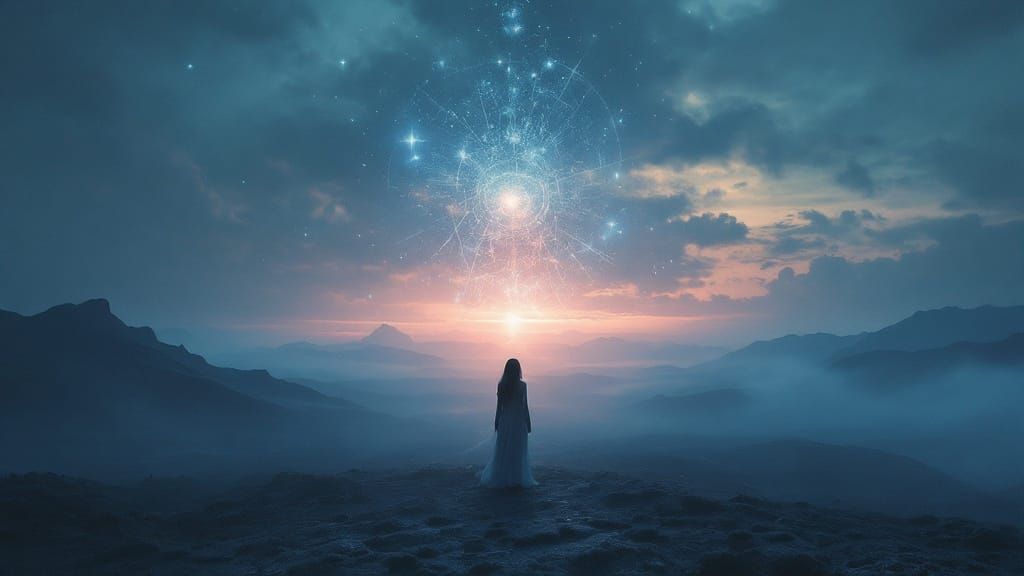 Surreal Goddess of Forgotten Memories in a Dreamlike Landsca...