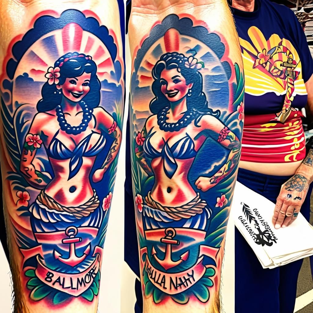 Classic Navy Tattoos: Anchor, Mother, Hula Girl