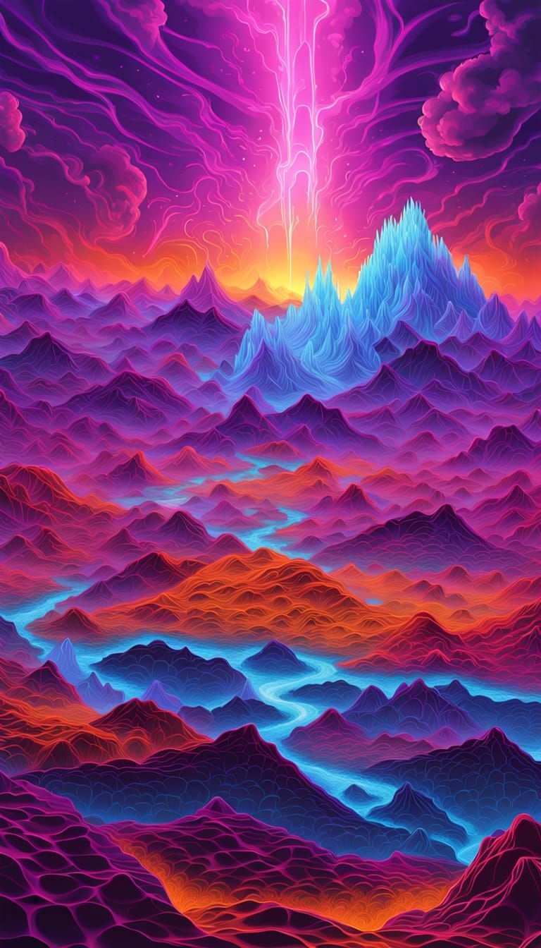 Alien Desert Landscape with Geometric Structures in Hyperrea...