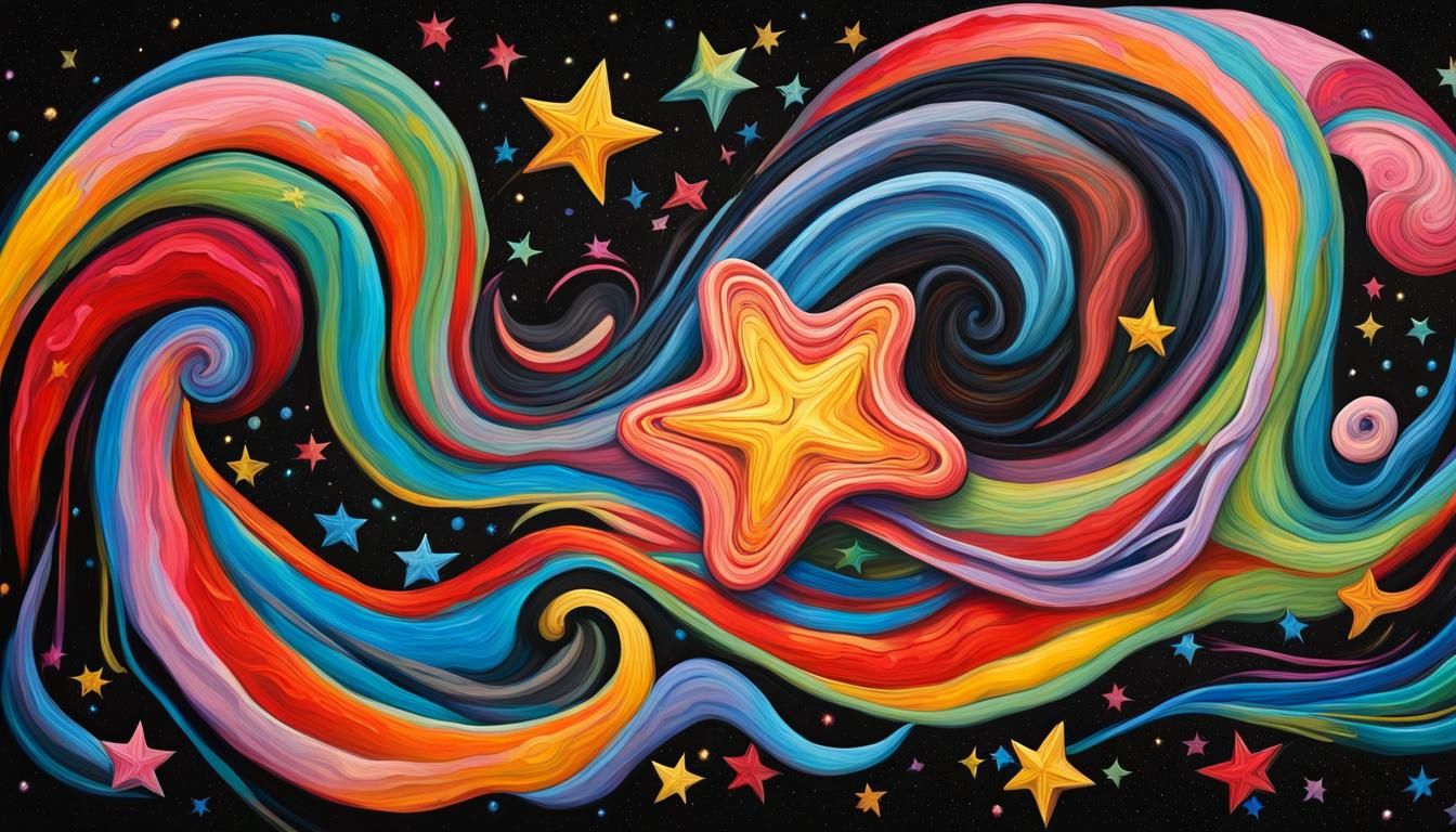 Electromagnetic Star in Impasto Oil Paint Style