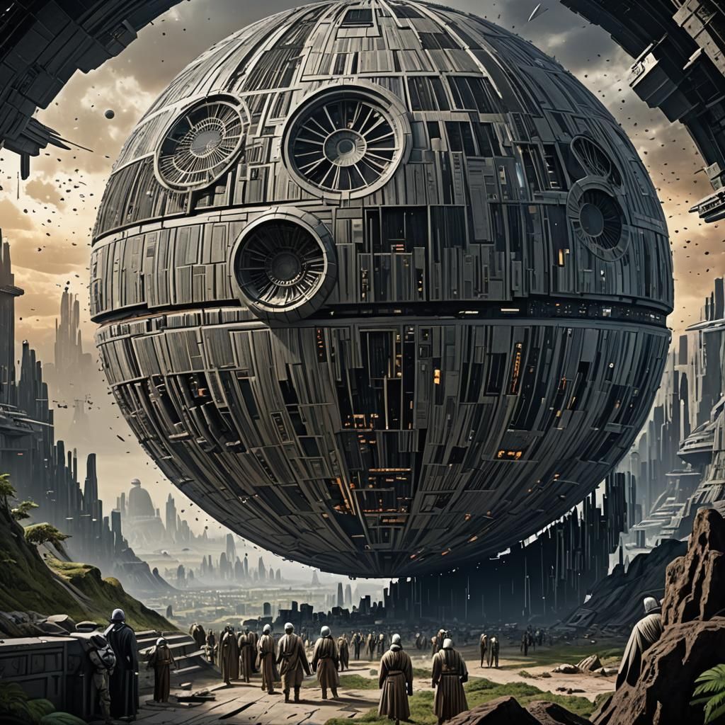 Death Star Art Banknote in Detailed Matte Painting
