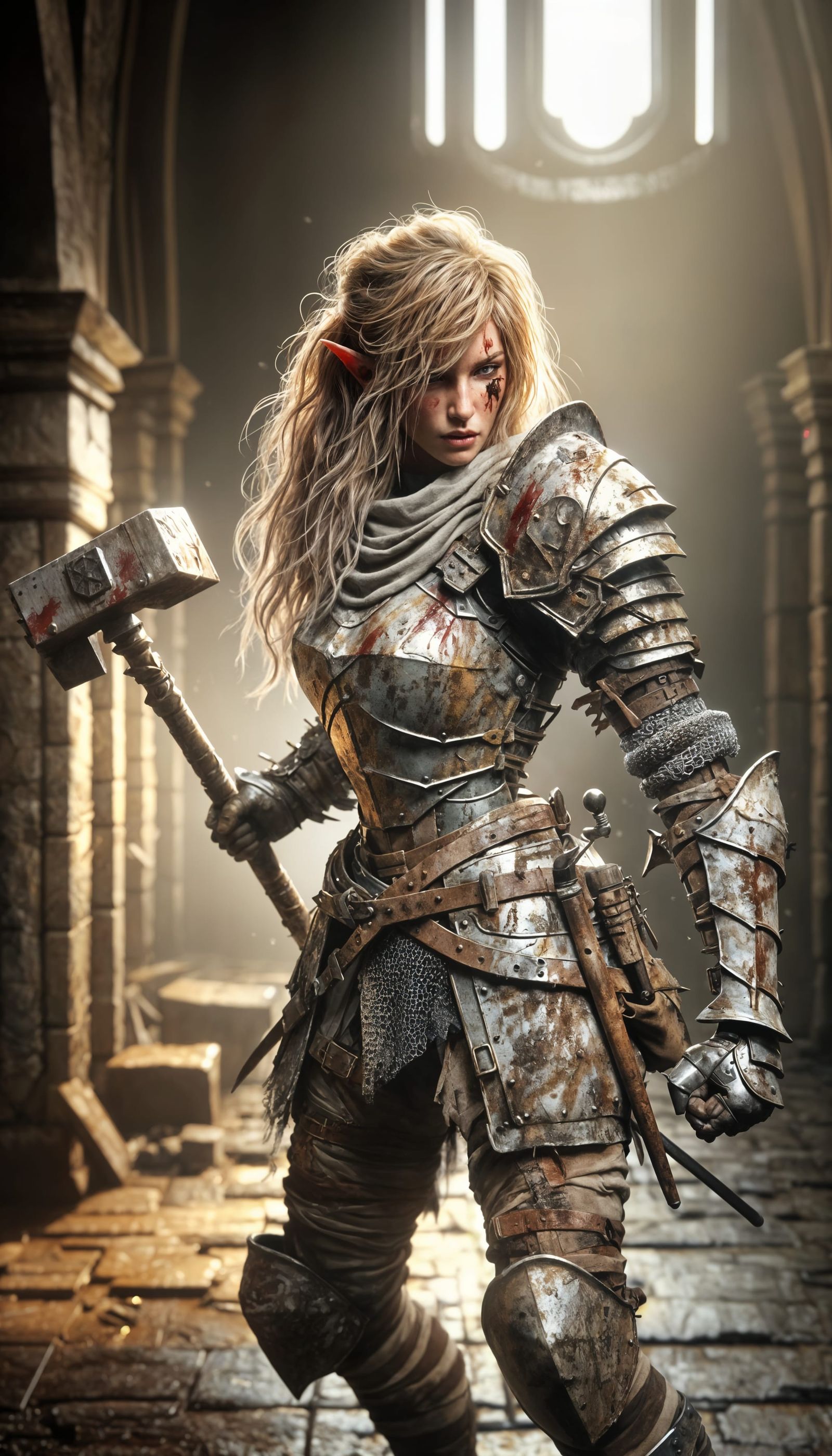 Medieval Fantasy Warrior in Grimy Armor