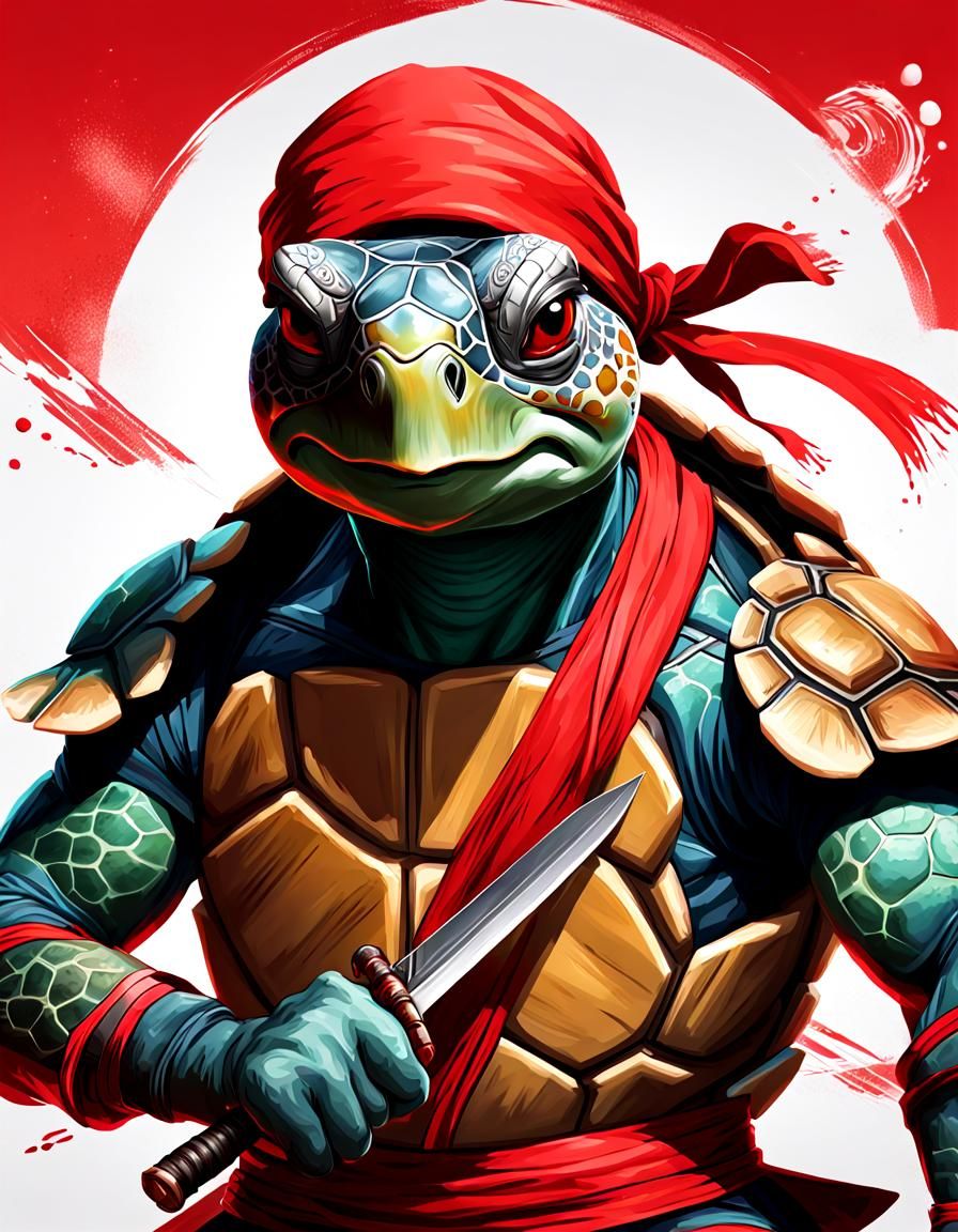 Ninja Turtle Digital Illustration in Graffiti Art Style