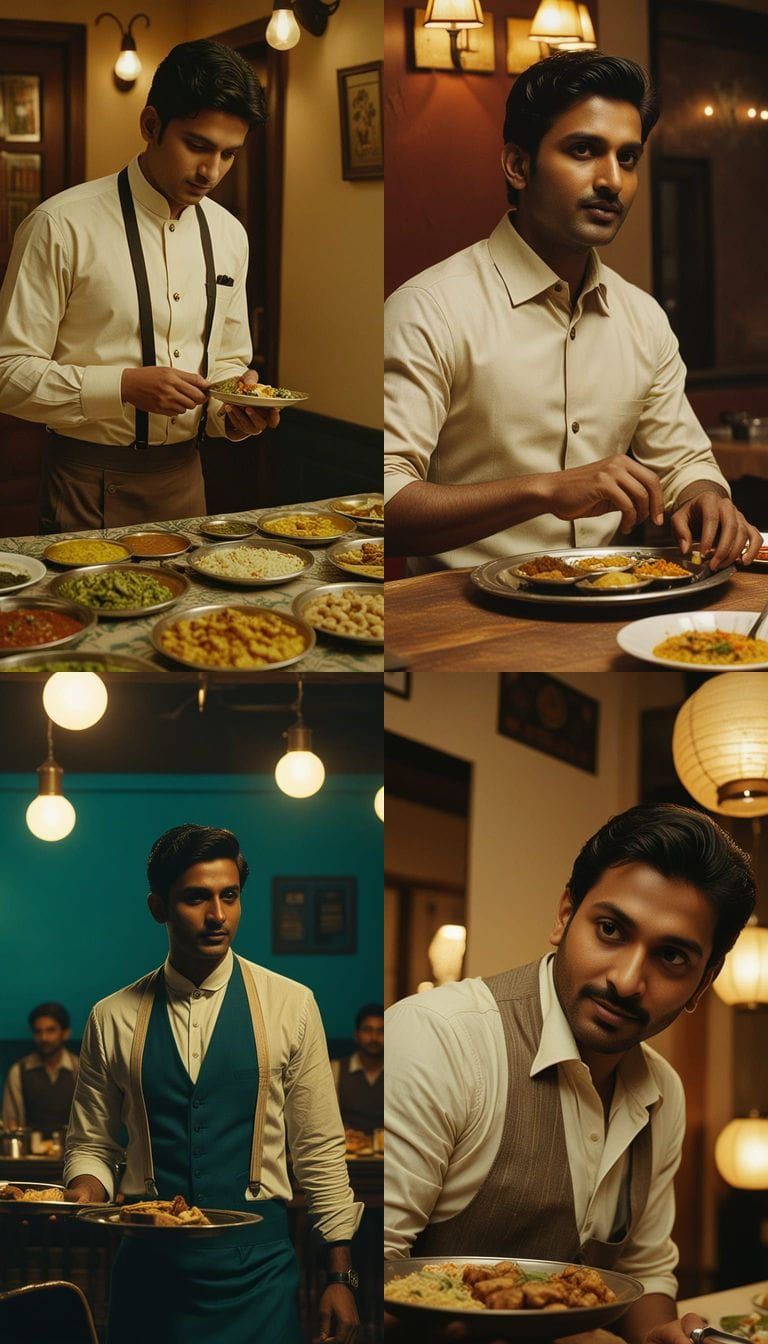 Shashi Kiran as Waiter in 1980s Bollywood Film