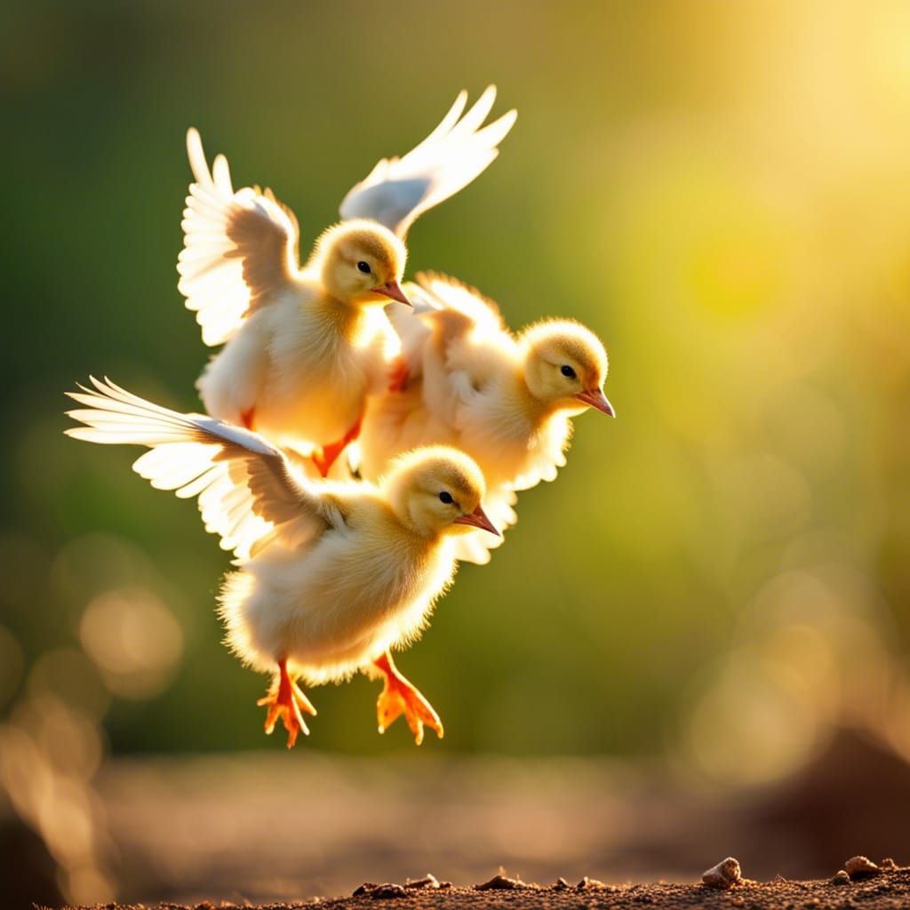 Chicks in Flight: Professional Photography with Bokeh