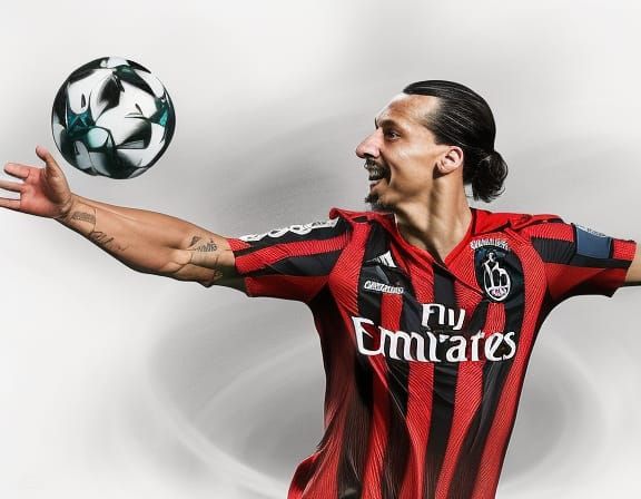 Zlatan Ibrahimović Portrait in AC Milan Jersey