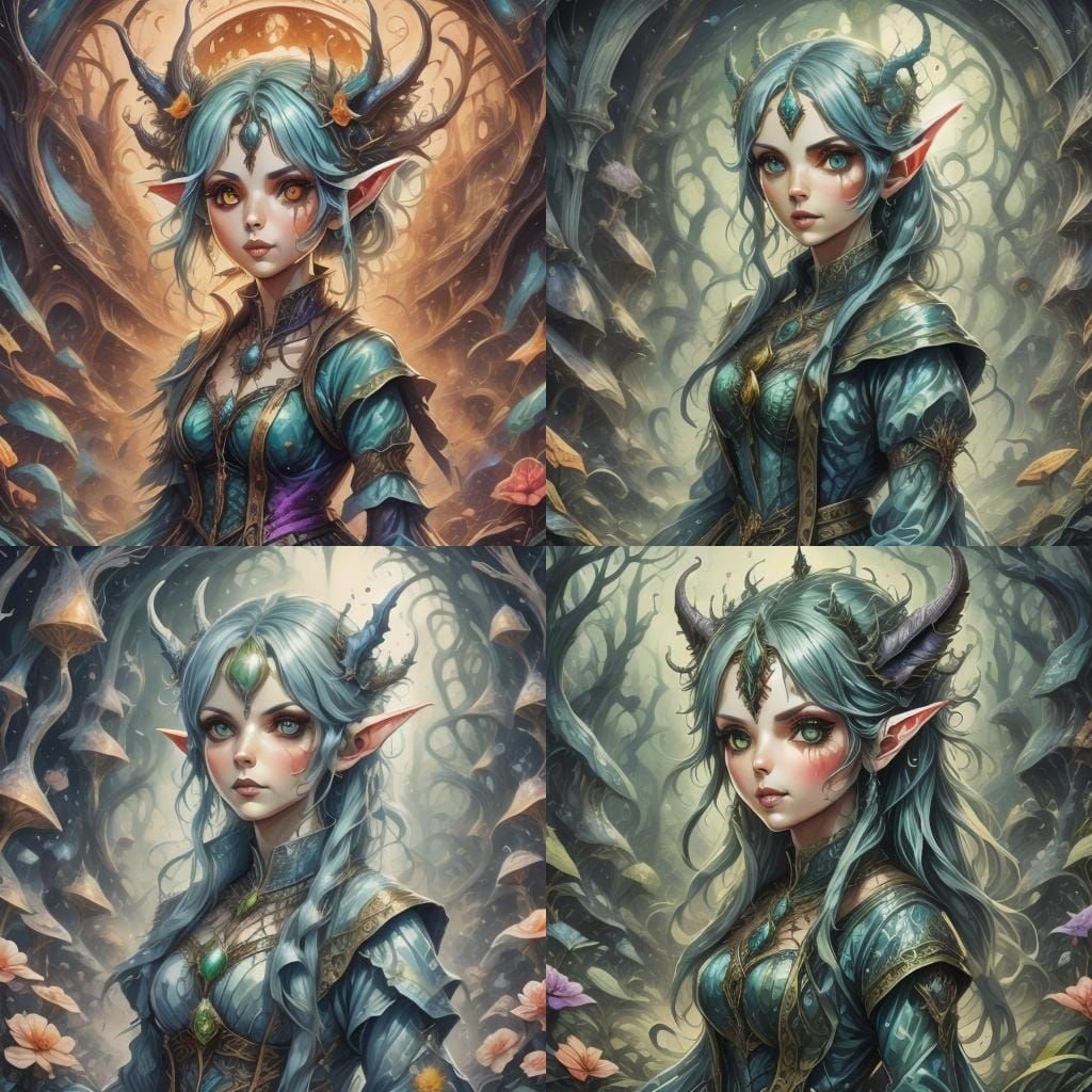 Elven Peasant in Field: Fantasy Digital Art