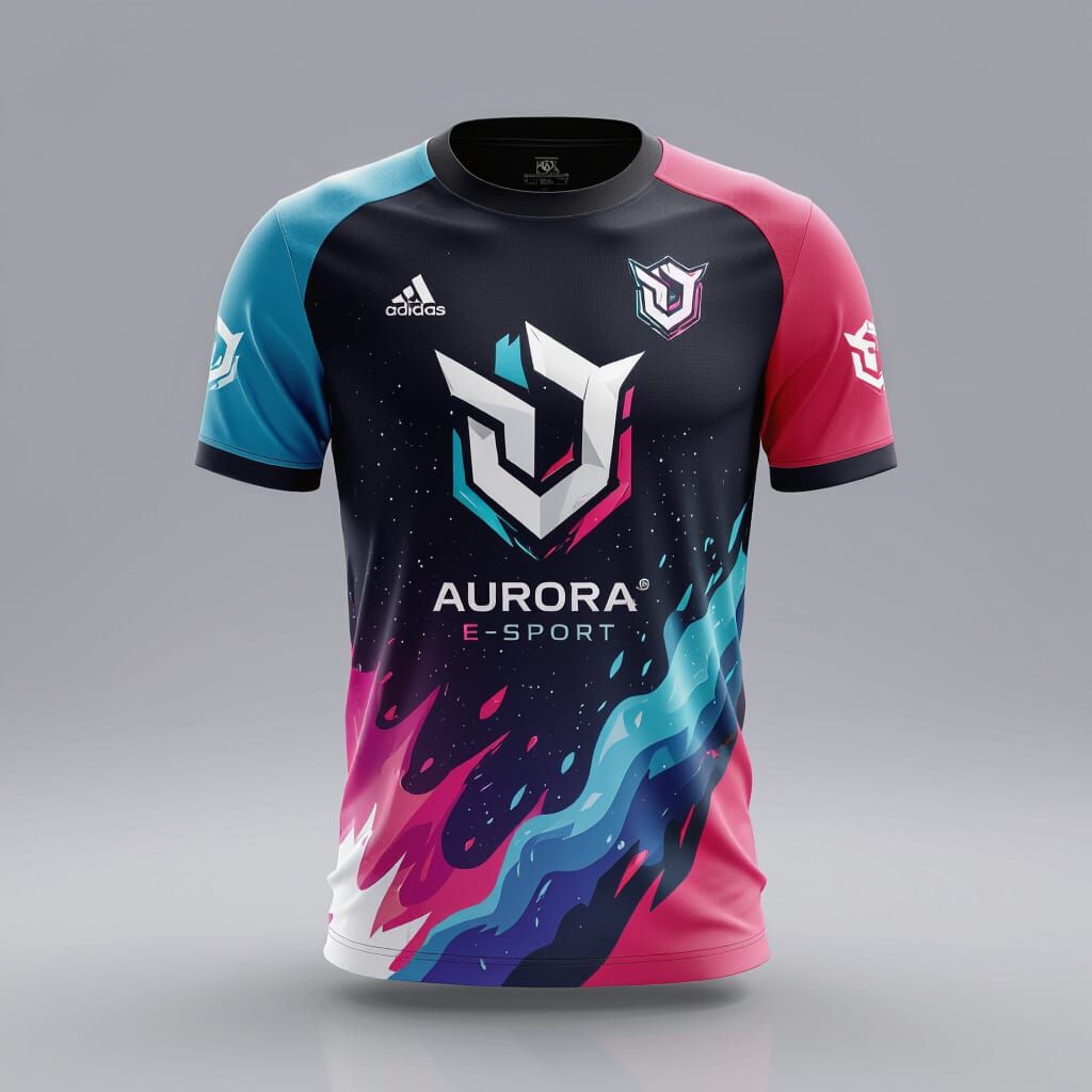 Aurora E-Sport Team Jersey Design with Intricate Logo