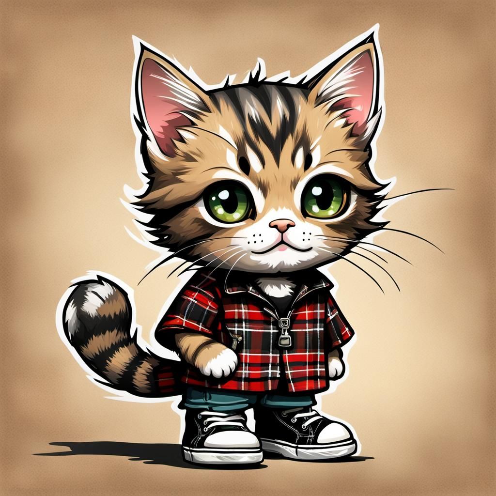 Punk Rock Kitten's Masterpiece: A Kawaii Art Adventure