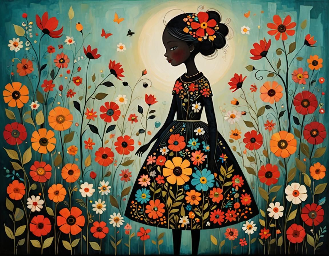 Whimsical Floral Silhouette Art