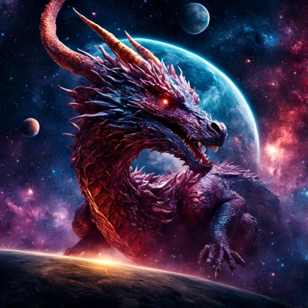 Galaxy Dragon Devouring Planet