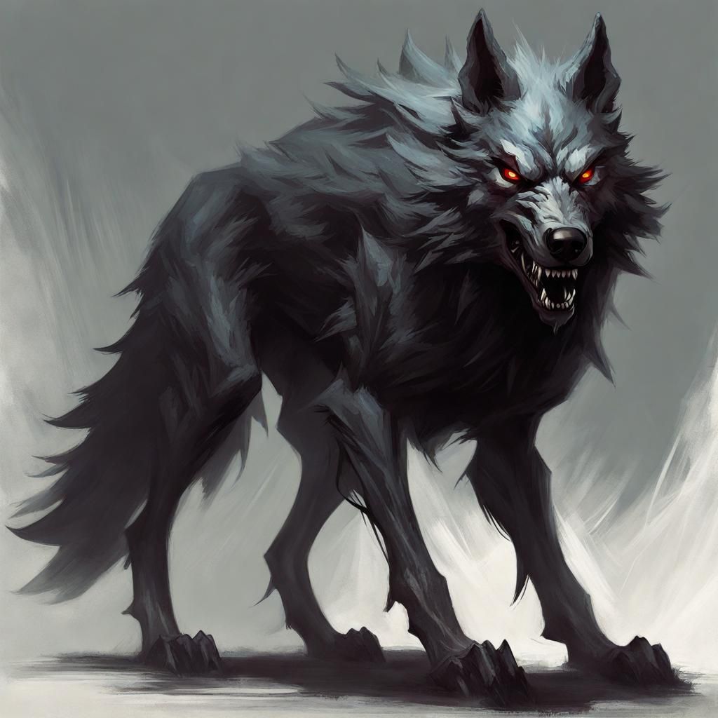 Sinister Demon Wolf Digital Painting