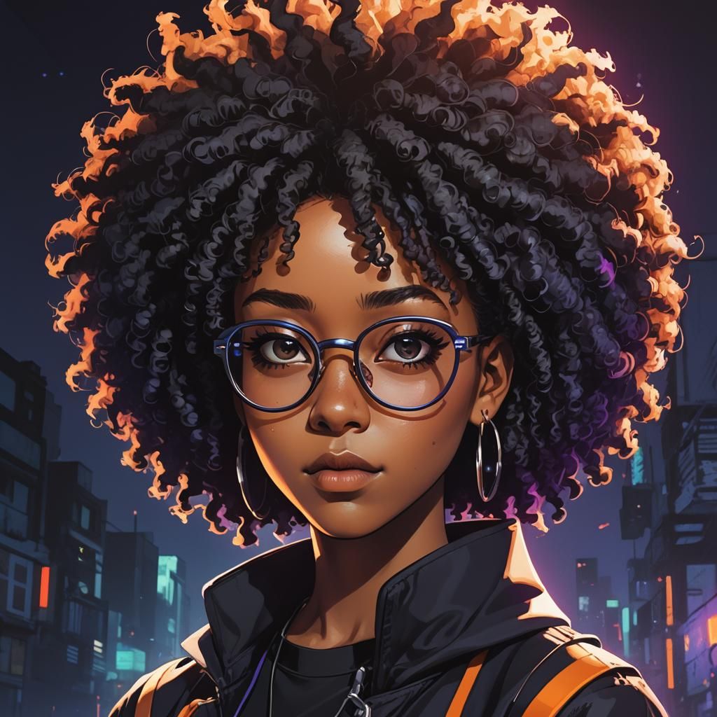 Gothic Anime Portrait of Blasian Teenager