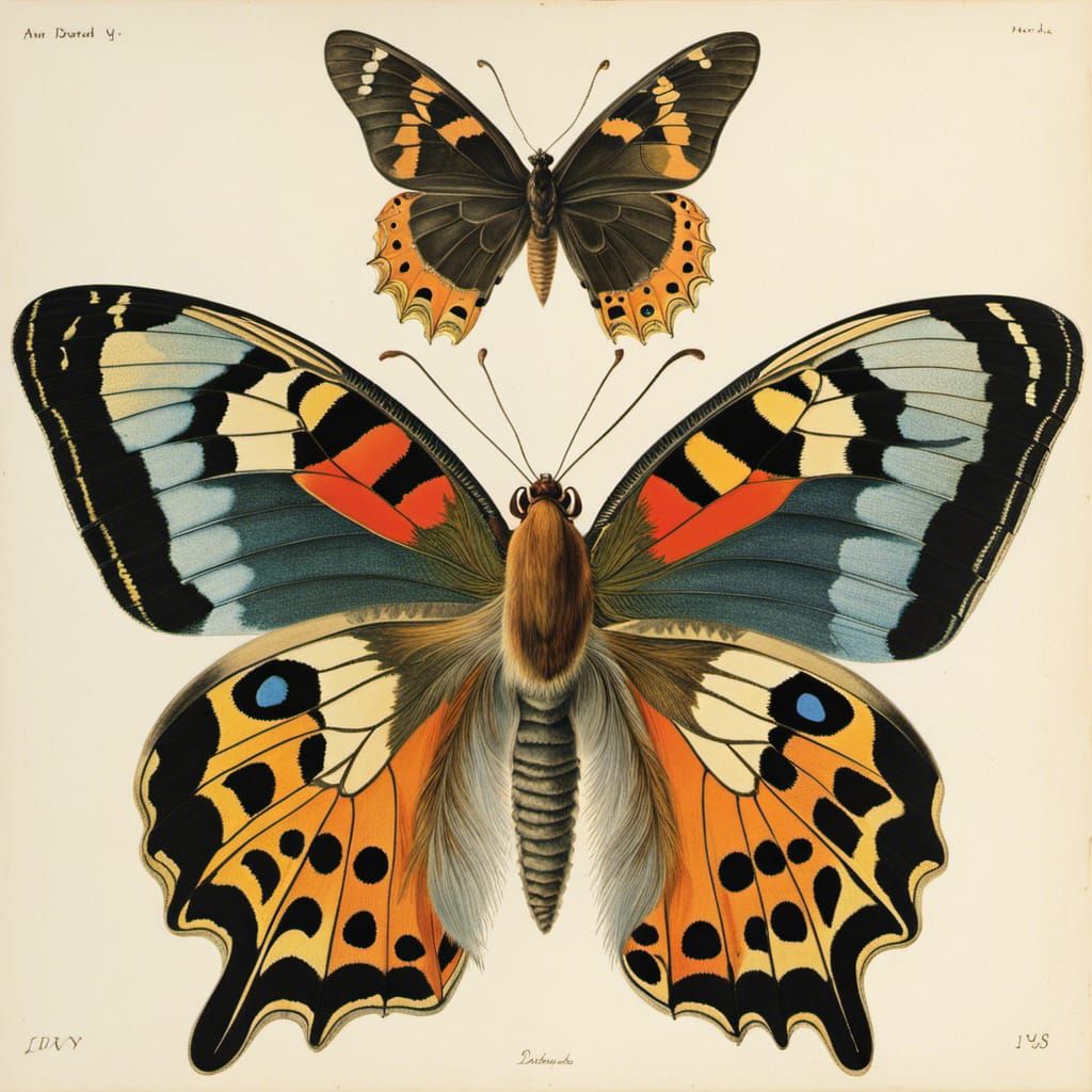 Psychedelic Butterfly Animal Plate Illustration