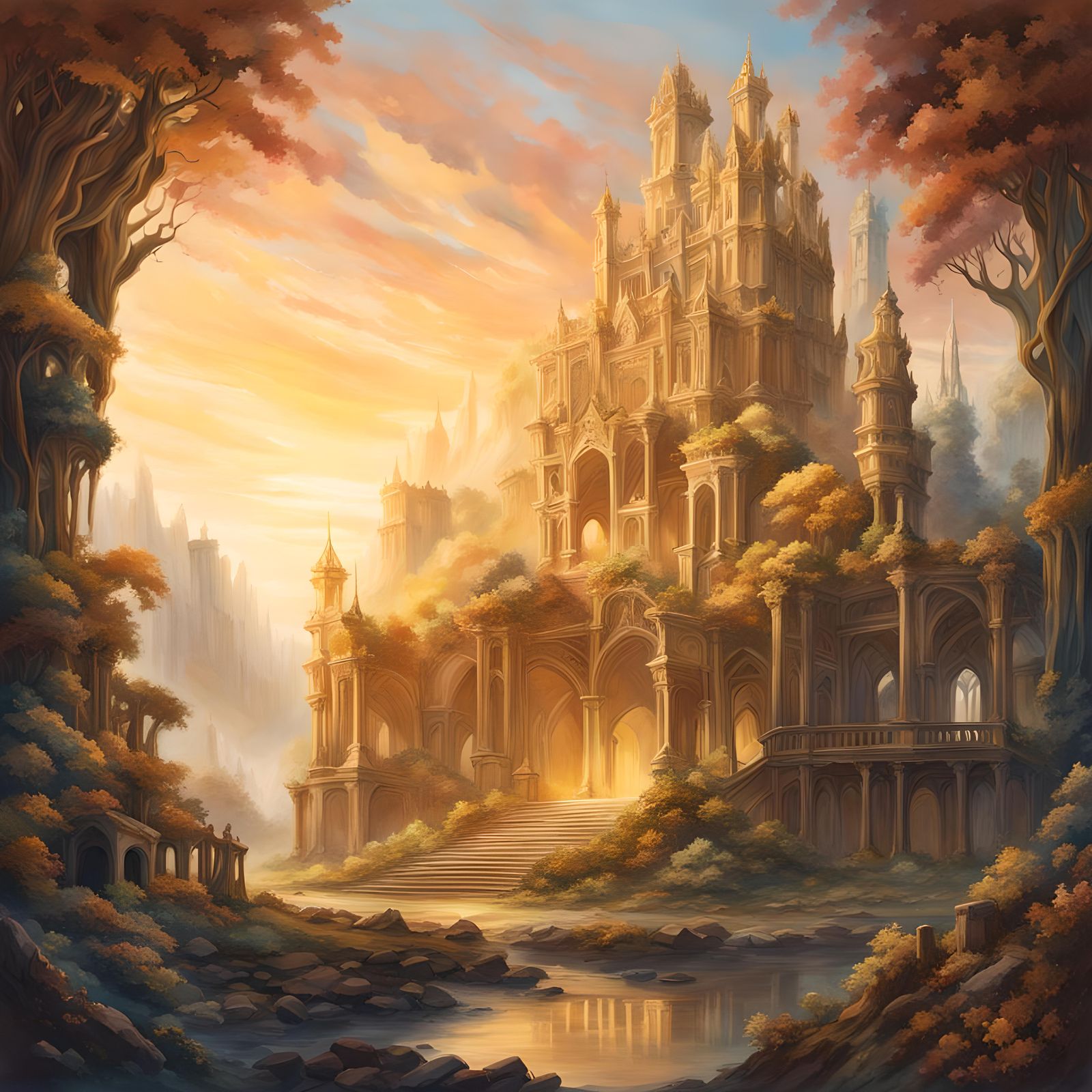 Wartorn Kingdom Ruins in Art Nouveau Style