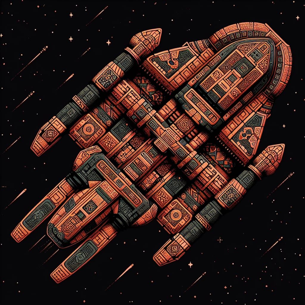 Aztec Starship in Outer Space