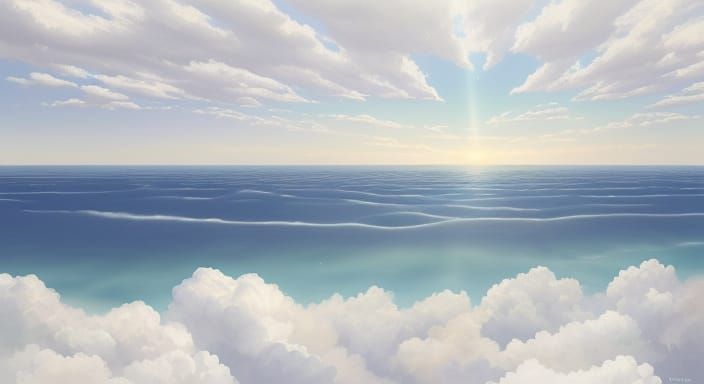 Surreal Ocean of Flat Clouds Under Warm Golden Light