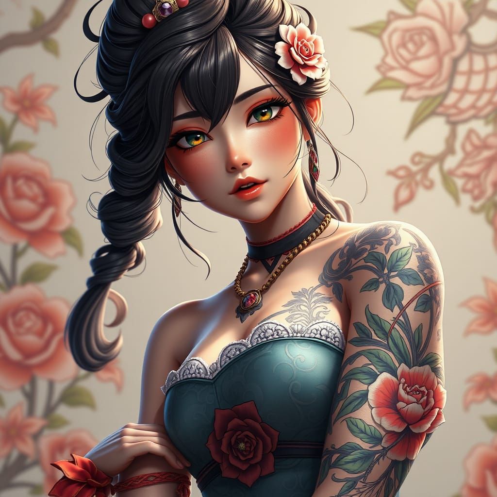 Stunning Anime-Inspired 3D Art of Tattooed Jasmine