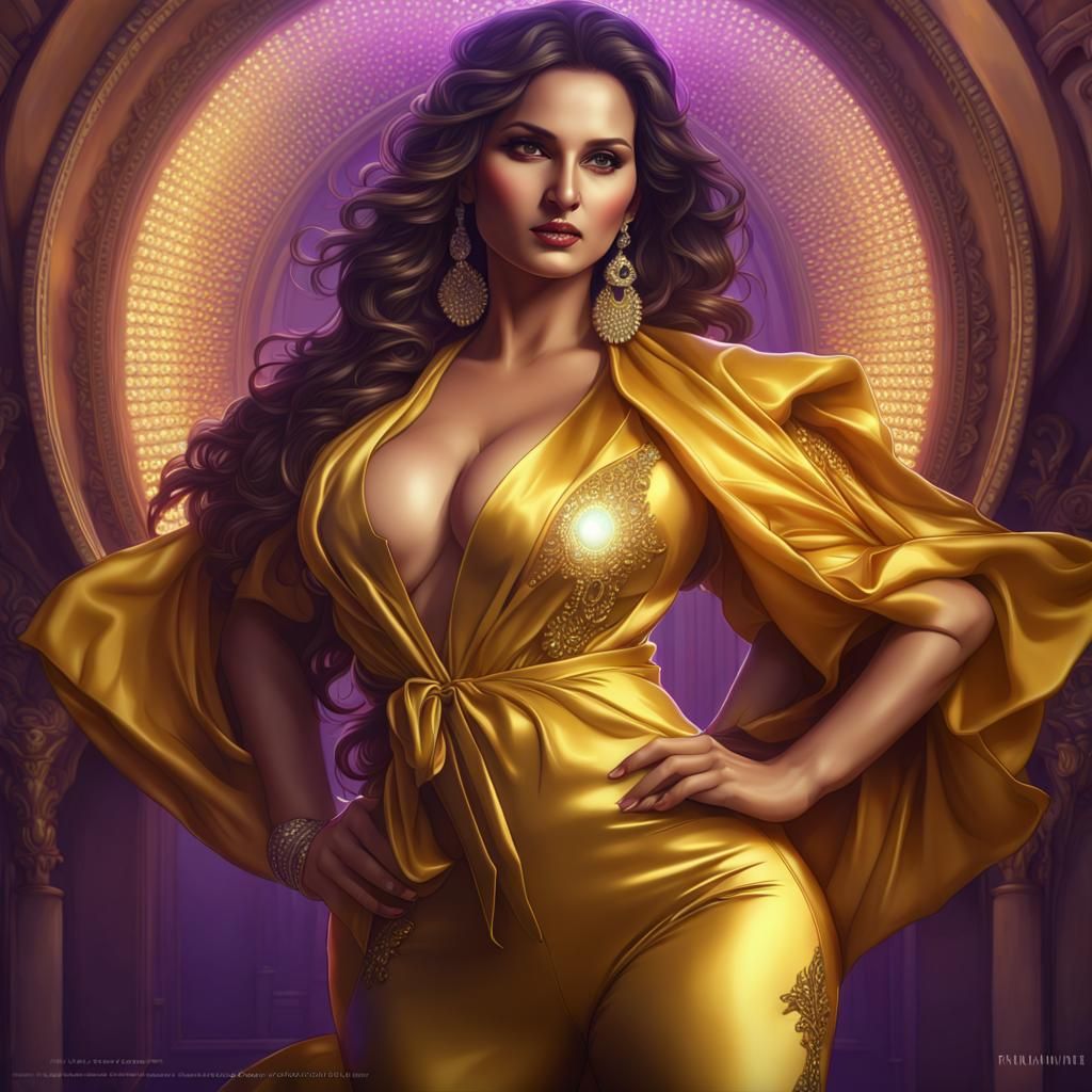 Sania Mirza in Shining Crystal Jumpsuit, 8K Fantasy Art