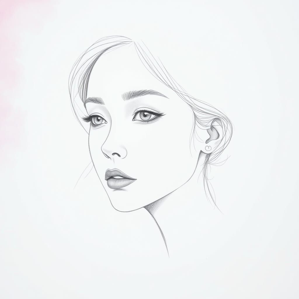 Softly Rendered Portrait in Dreamlike Pencil Sketch Style