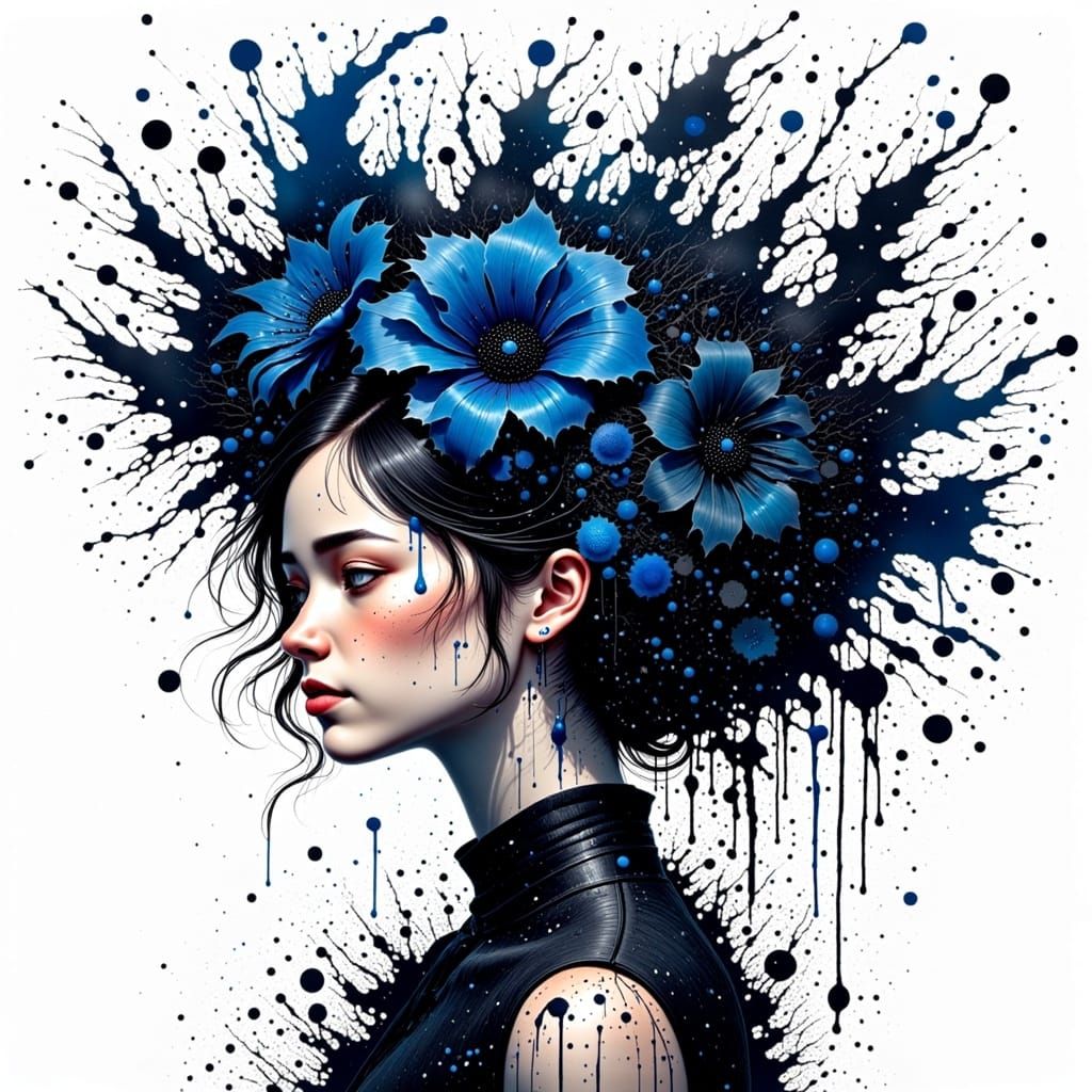 Ink Silhouette with Calligraphy and Bold Strokes