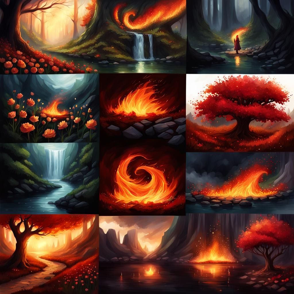 Epic Firebreather in Gloomy Fantasy Landscape