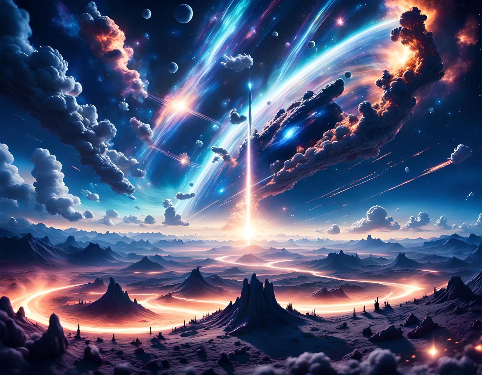 Dramatic Blurred Dark Blue Starscape in HD