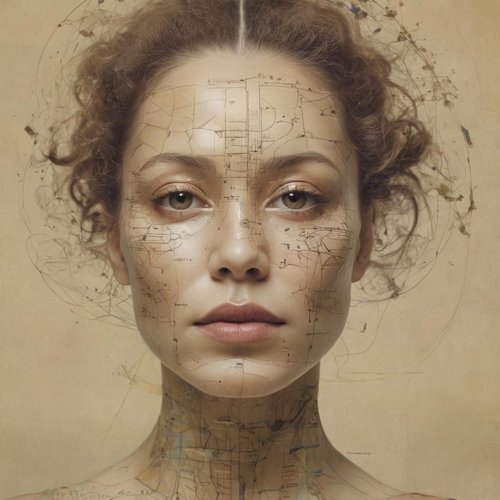 Avant-Garde Double Exposure Portrait with Equations