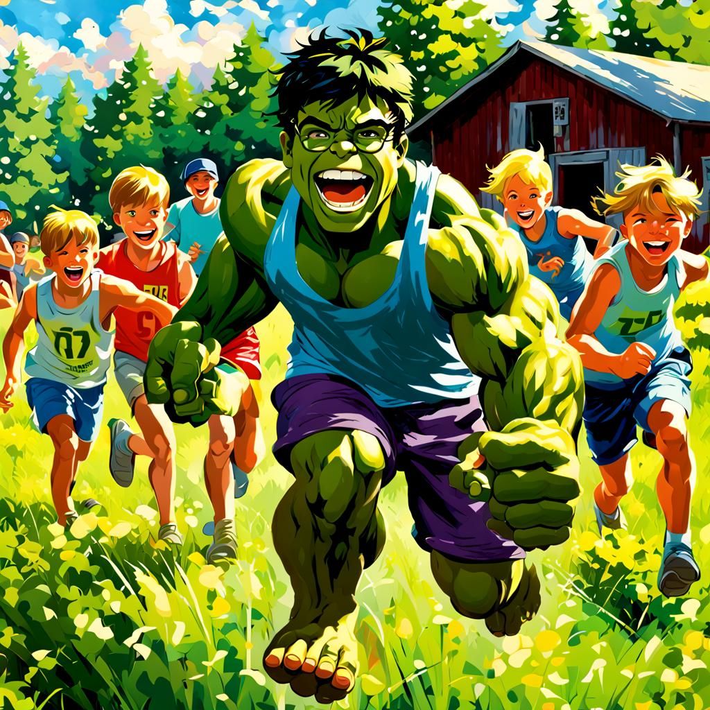 The Hulk as Summer Camp Counselor, Pastoral Art