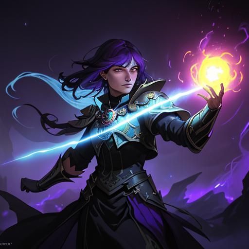 Powerful Mage Casting Spell in Dark Fantasy Style