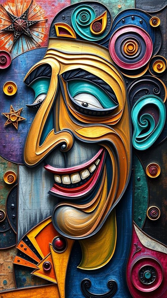 Stop the Laughter with Pain Pablo Picasso contrasting colors...