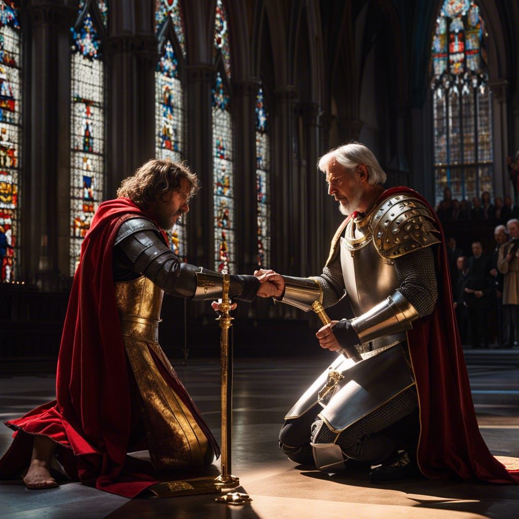 Knighting Ceremony in Grand Medieval Cathedral