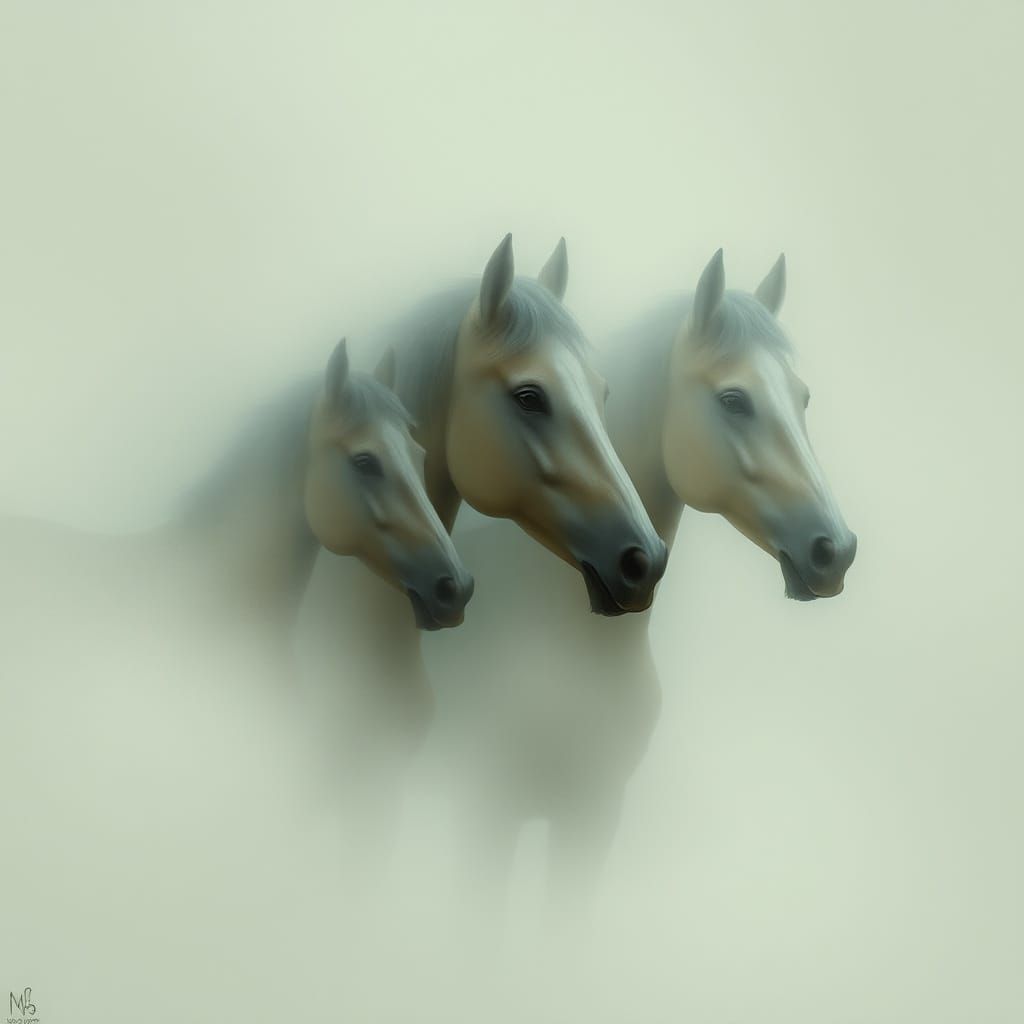 Ethereal Horses in Misty Veil