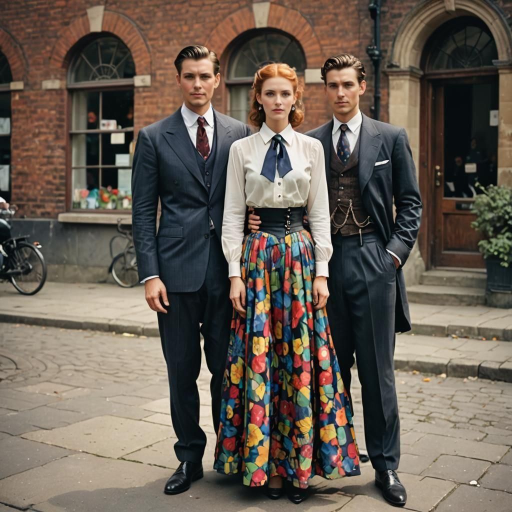 Colorful Corset and Suit: A Vibrant Portrait