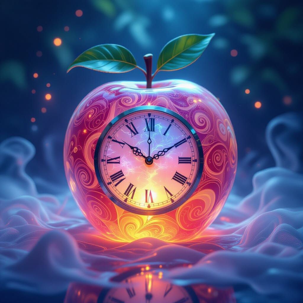 Clock in Glowing Fruit, Visionary Art