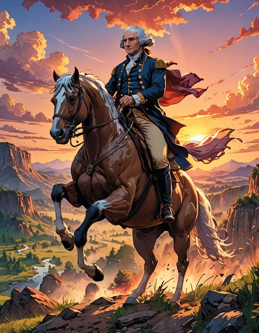 George Washington riding a horse