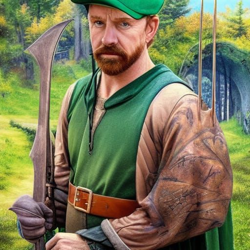 Robin Hood Portrait in Precisionist Fantasy Style