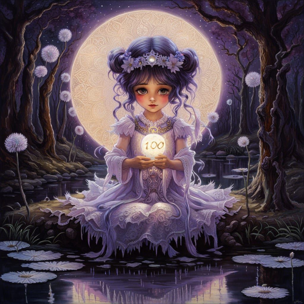 Bioluminescent Moon Goddess in Glowing Forest