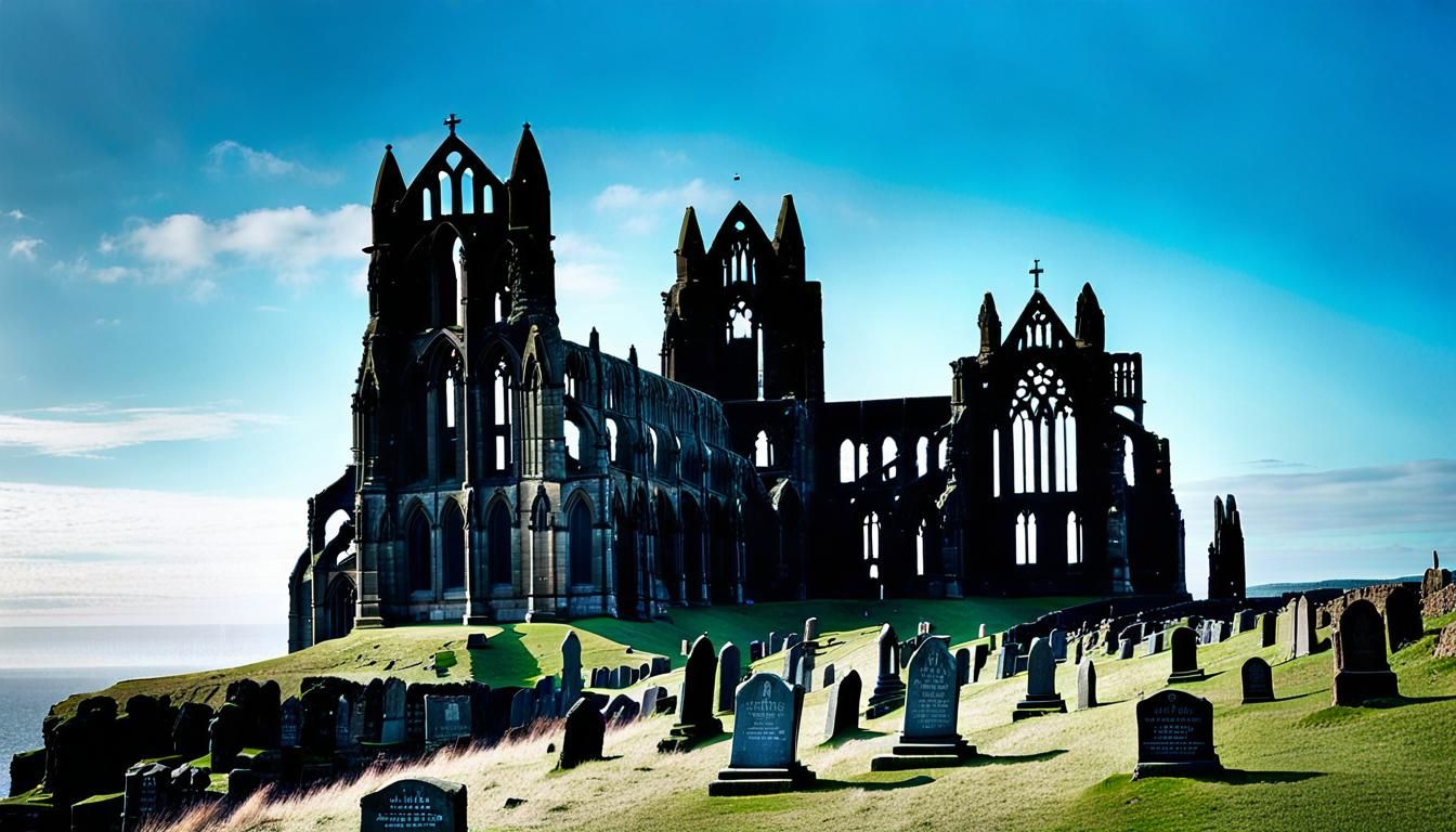 Whitby Abbey and Gothic Gravestones on Yorkshire Coast
