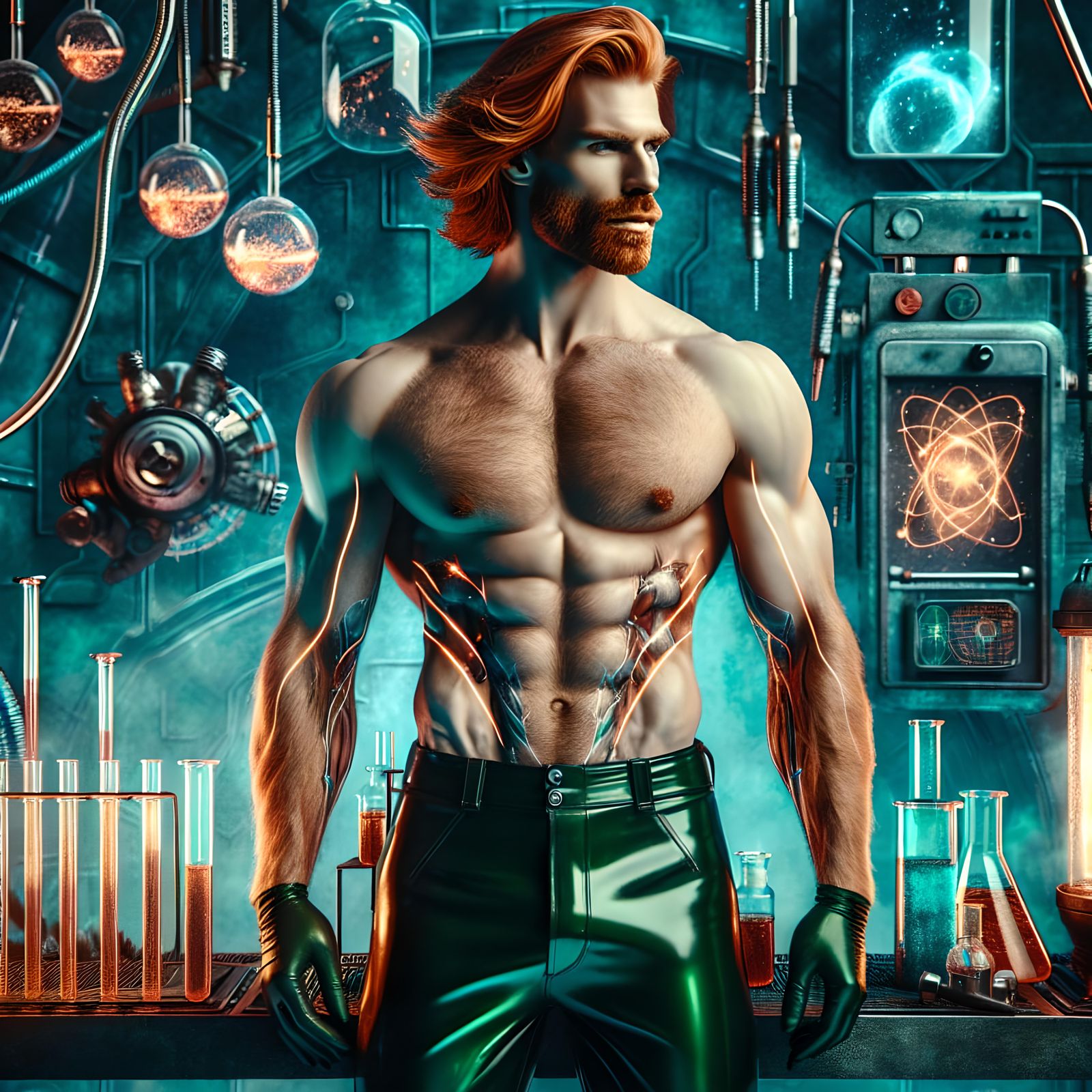 Biopunk Man in Futuristic Laboratory