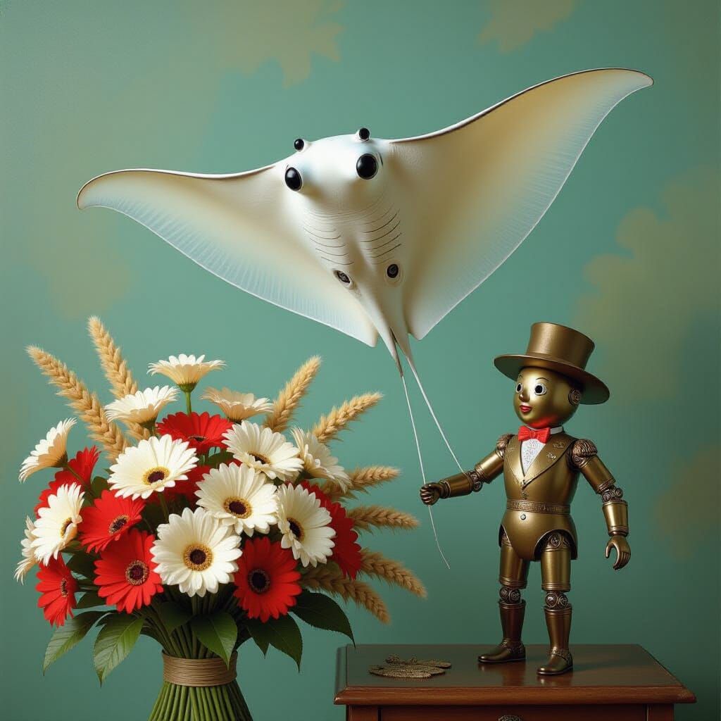 Collage with manta ray