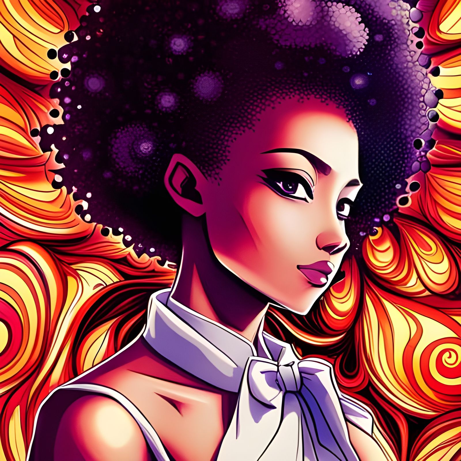 Fractal Anime Waifu Portrait in Shattered Polygon Style