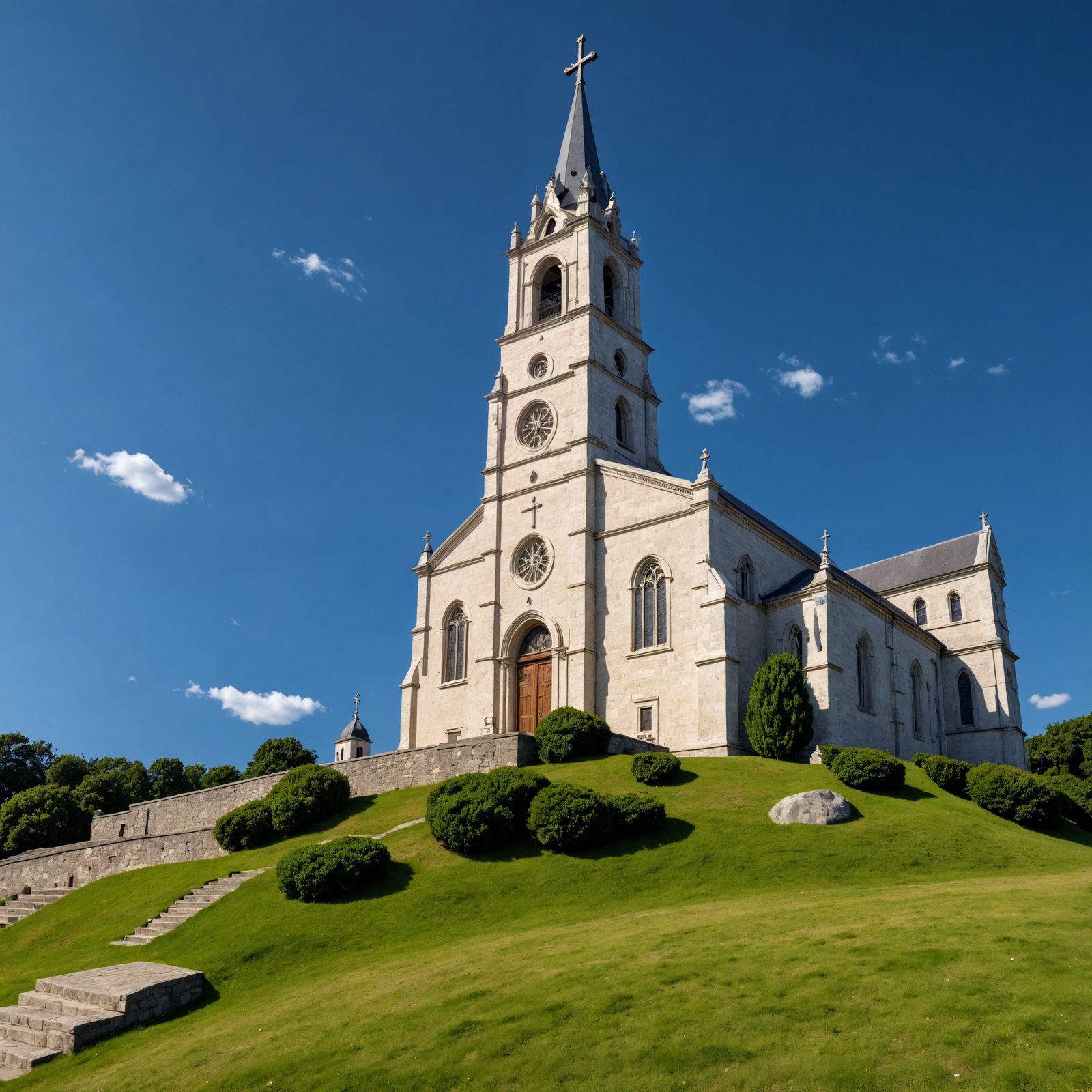 Hyperrealistic Church with Cross in Cinematic HDR
